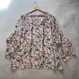 Violet+Claire Top Ruffle Sleeves Floral Blouse 3X